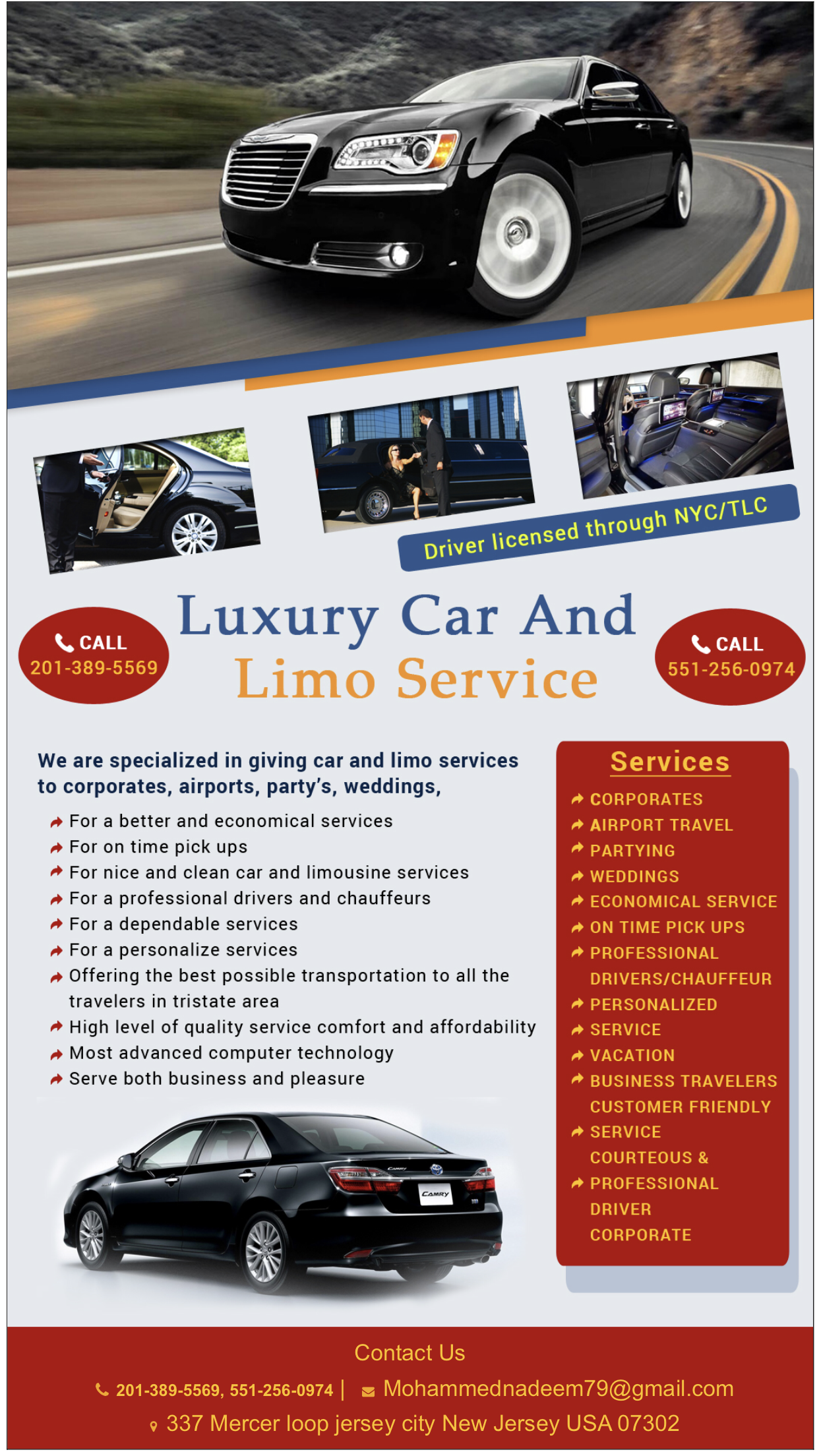 LUXURY CAR & LIMOUSINE SERVICES - Local Transportation in Jersey City, NJ in Jersey City, Jersey City